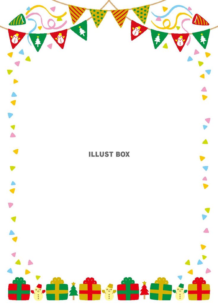 クリスマス会や冬のイベント告知のデザイン「ポインセチア・松ぼっくり・柊」イラストフレーム 飾り枠 Decome