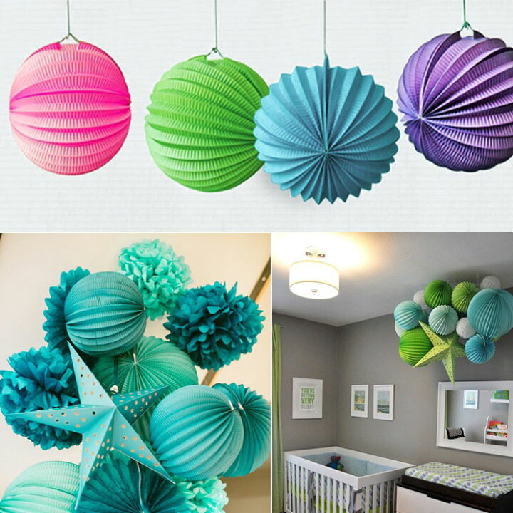 Amazon.co.jp: ADLKGG ブルーペーパーランタン 装飾、吊り下げ式円形ペーパーランタン パーティー用品 記念日 卒業 結婚式誕生日パーティー ベビーシャワー デコレーション 屋内 屋外 21個: ホーム＆キッチン