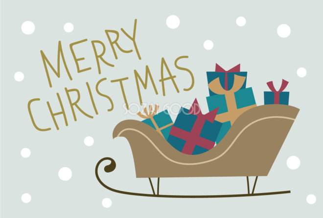 楕円の中にトナカイのソリに乗ったサンタクロース かわいいクリスマスイラスト無料 フリー89651素材Good