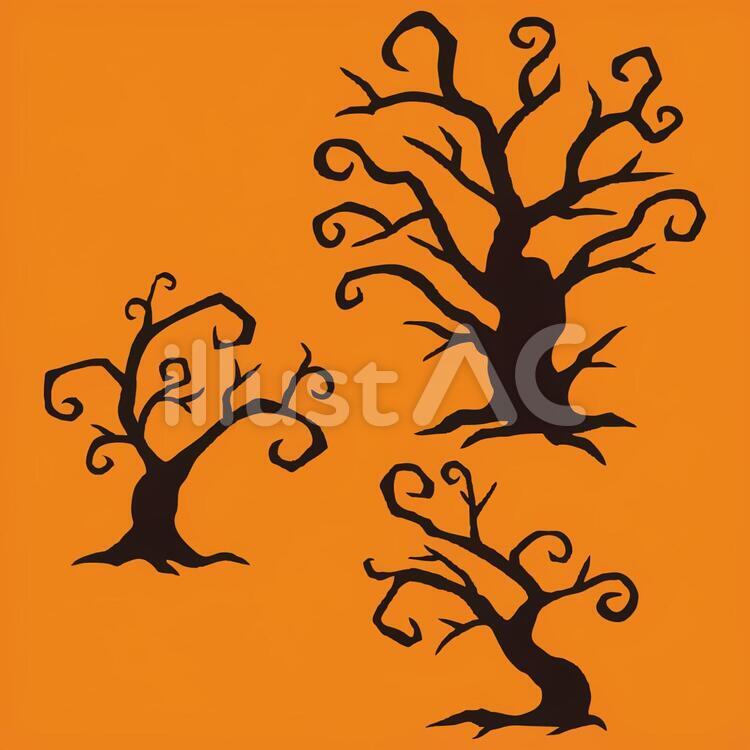 ハロウィン・シルエット素材・魔女・かぼちゃ・お城・木・お化け屋敷のイラスト wandposter • poster Geist, Natur,Menschenmyloview.de