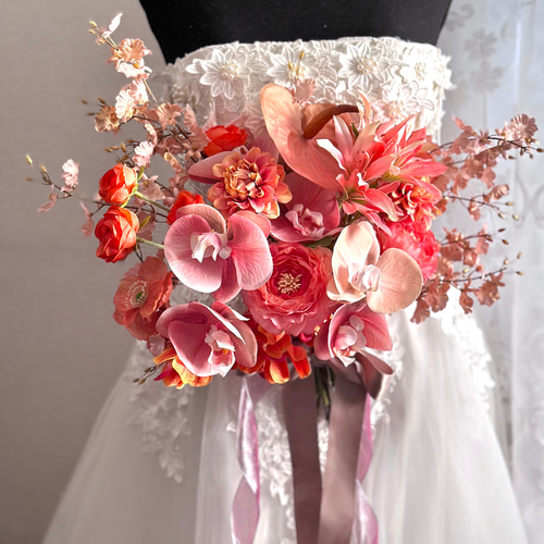 完成品 未使用 ウェディングブーケ 造花 前撮り 秋婚 結婚式 春婚 夏