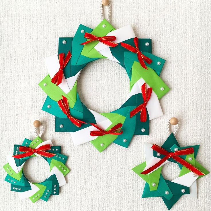 クリスマスリースは折り紙で！作り方は簡単♪おしゃれなリース☆kodomoto