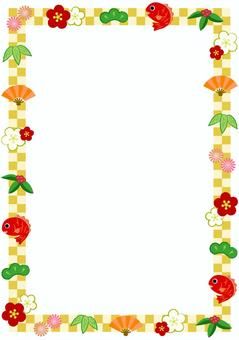 お正月・年賀の縁起物の筆線円形フレーム飾り枠イラスト無料イラスト かわいいフリー素材集 フレームぽけっと