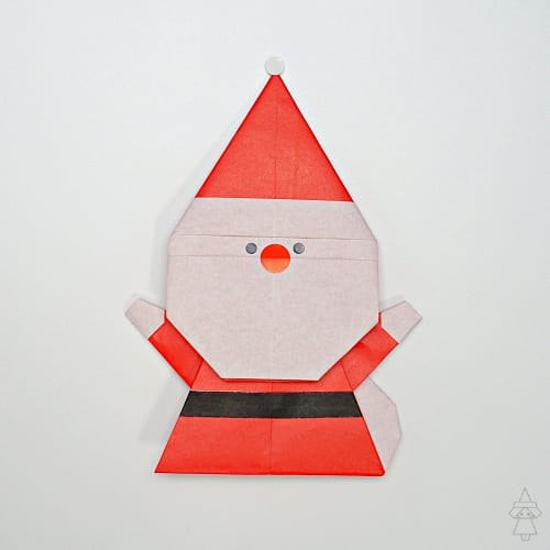 クリスマス折り紙 1枚で簡単！サンタおじさん Santa Claus origami カミキィ kamikey