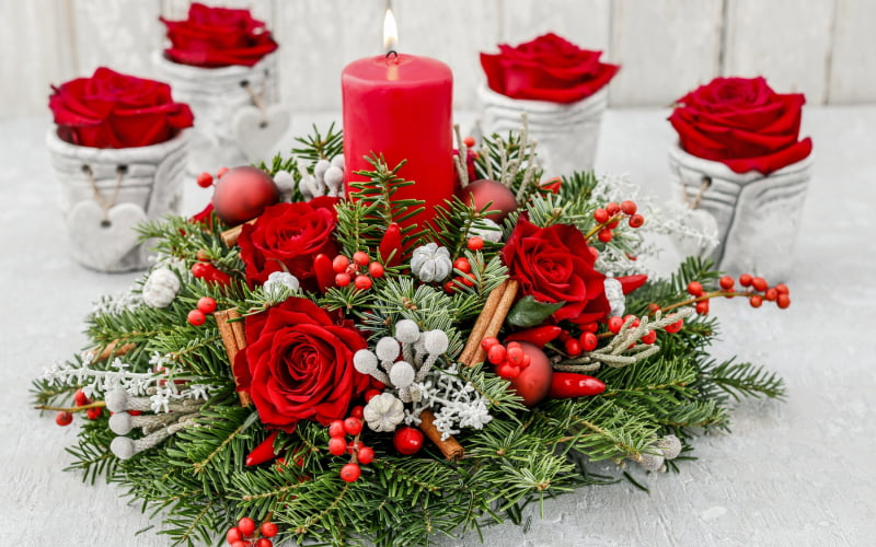 バラの花束クリスマス・赤とピンクのミックスカラープロポーズフラワーショップ