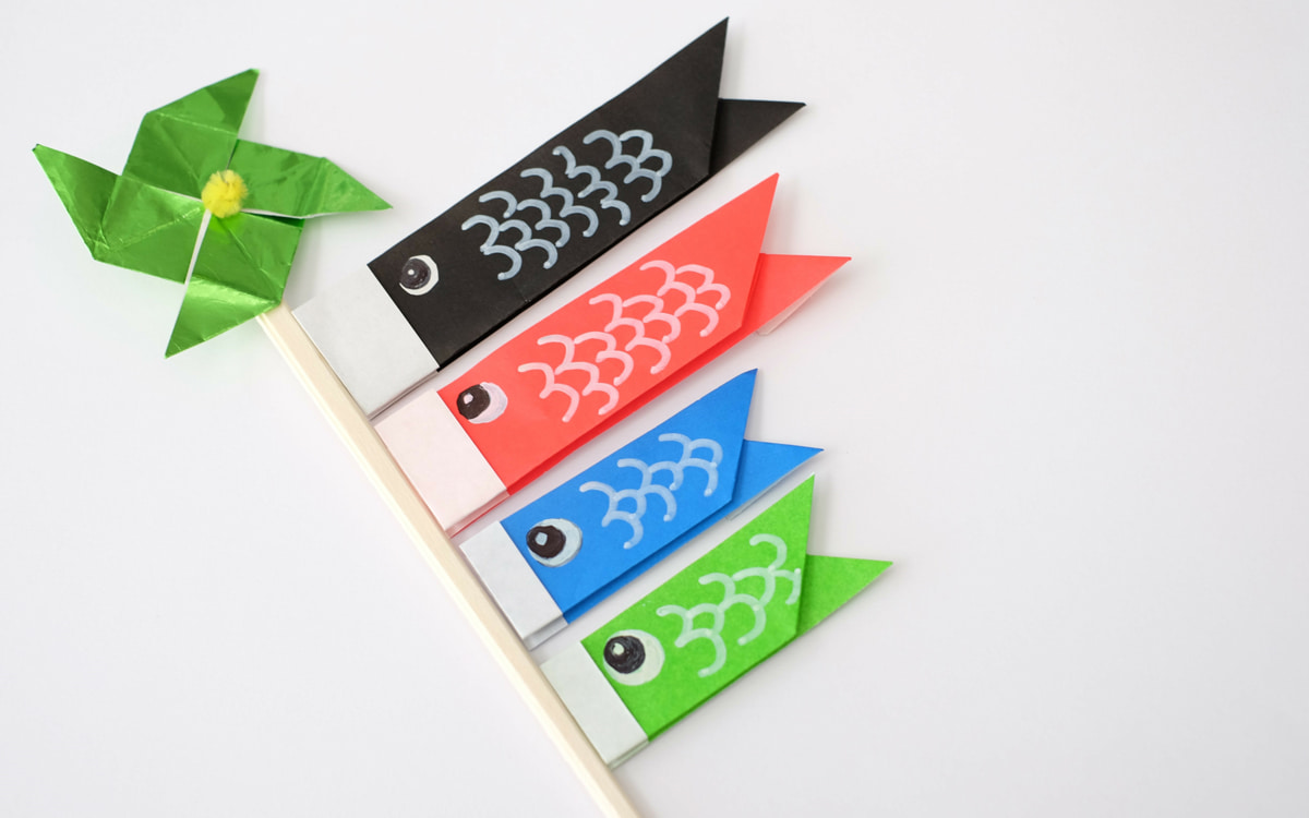 輪飾り工作ネタ 輪かざりでこいのぼり！Carp streamer with ring ornaments ５月壁面飾り高齢者レクOT デイ 保育DIYおりがみorigami創作簡単