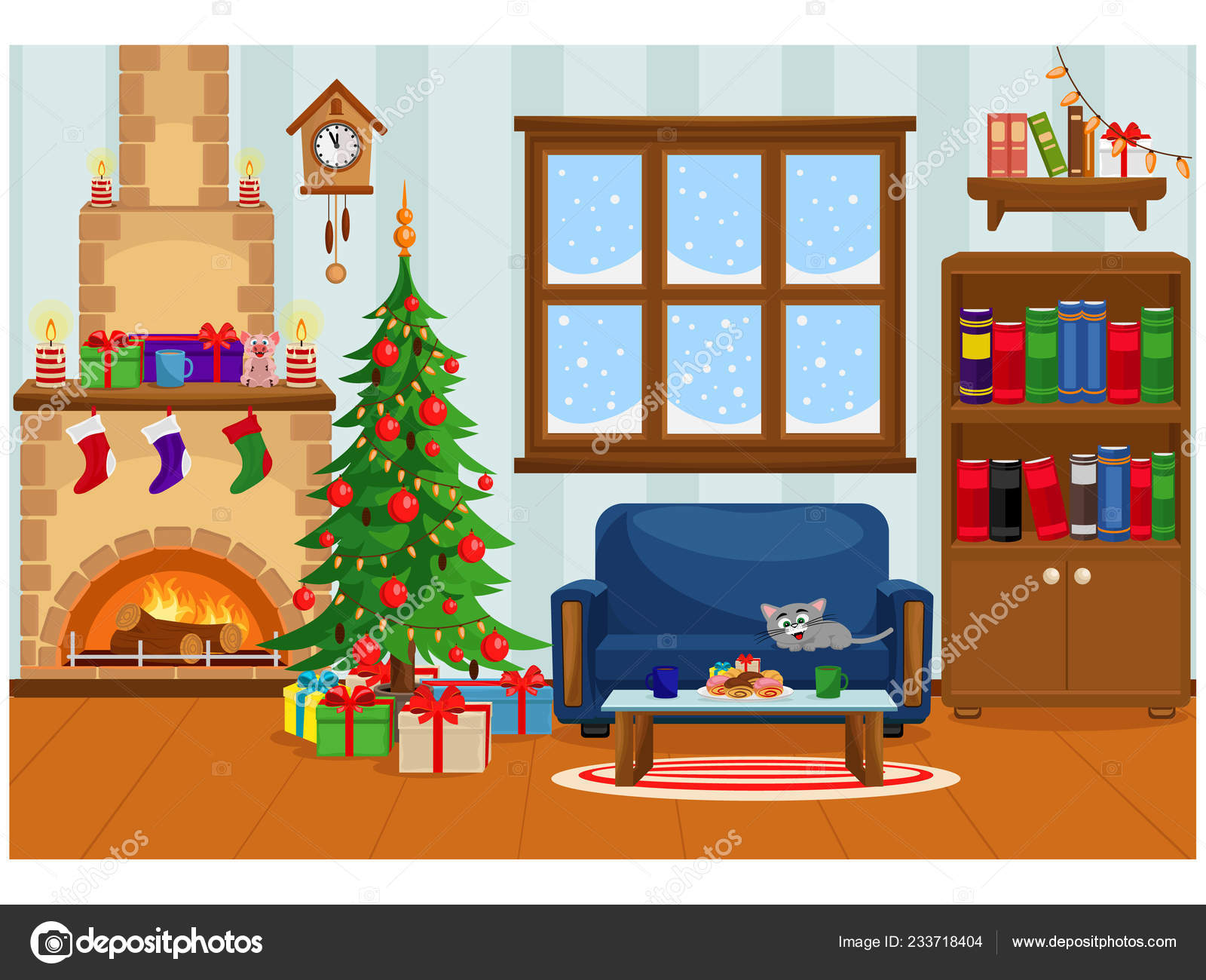 ストッキング付きの居心地の良いクリスマス暖炉イラスト素材透過、PNGフリー画像ダウンロード - Pngtree