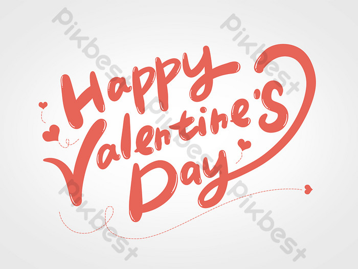 Happy Valentine's Day!バレンタインの文字とハート ：イラスト無料