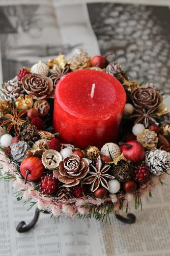 小さなクリスマスキャンドルホルダー キャンドルリース〜ティーライトキャンドルとLEDライト付き〜 - Raffin ~Handmadecandle~minne byGMOペパボ 国内最大級のハンドメイド・手作り通販サイト