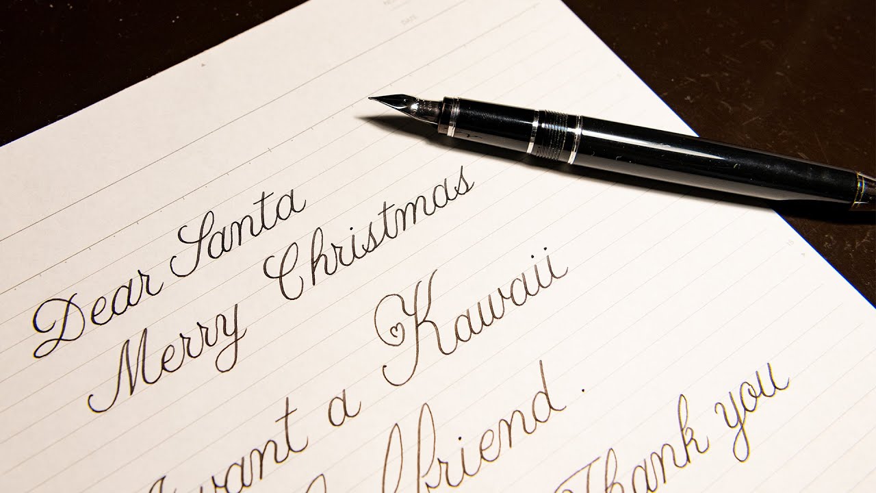 サンタクロースからの手紙 英語 クリスマスカード 手書 お名前付 筆記体 サンタ