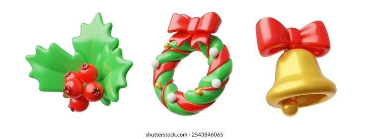 ツインのクリスマスベルの無料イラスト透過PNG・商用利用OKイラストセンタ