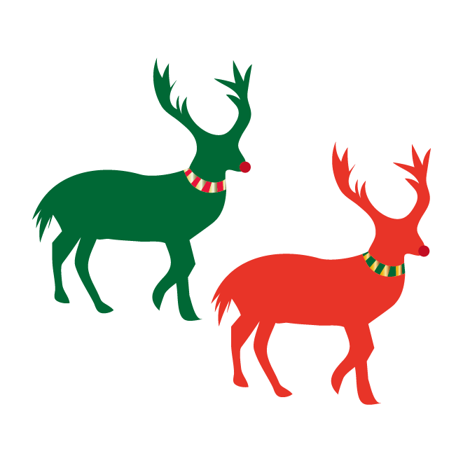 サンタとトナカイ：イラスト無料