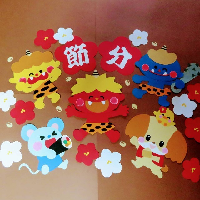 ハンドメイド 節分モビール 豆まき 2月 1月 壁面飾り - メルカリ