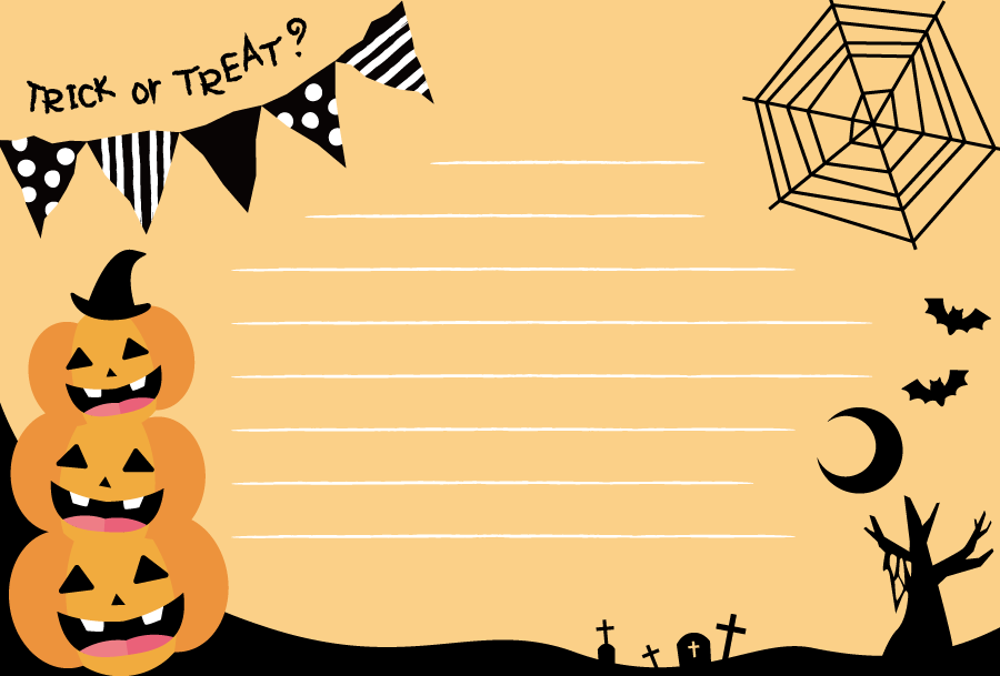 かわいいハロウィンメッセージカードデザイン_おばけイラスト無料テンプレート81079素材Good