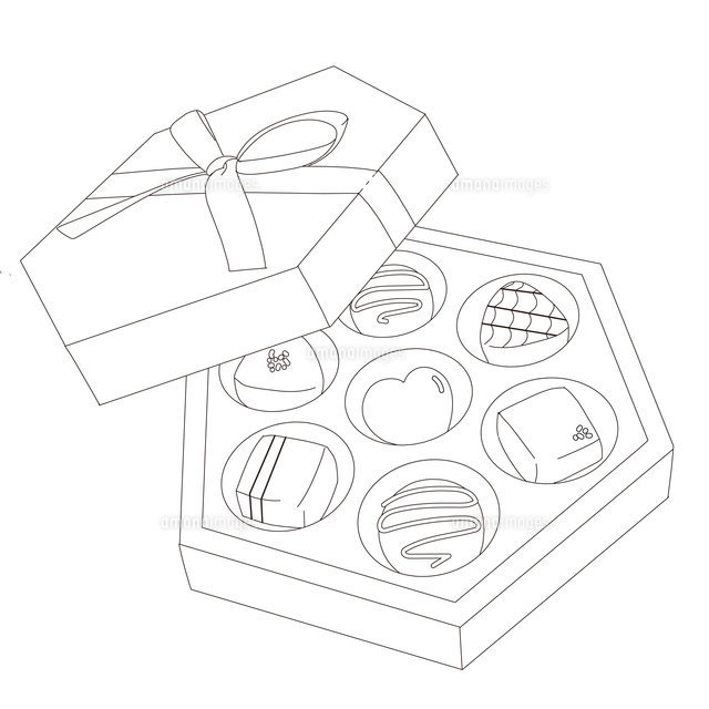 板チョコレートハートぬりえの無料イラスト・バレンタインの季節ぬりえ無料イラスト素材TemplateBox