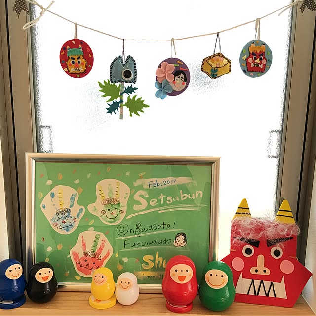 節分 フェルトで手作りオニ風船 型紙不要 100均DIY felthandmade craft