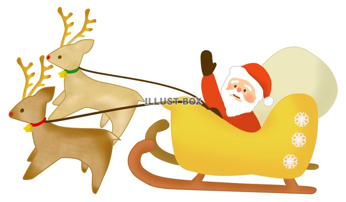 トナカイのそりにのるサンタさんと雪の夜の背景 綺麗なクリスマスイラスト イラスト素材7381894- フォトライブラリ