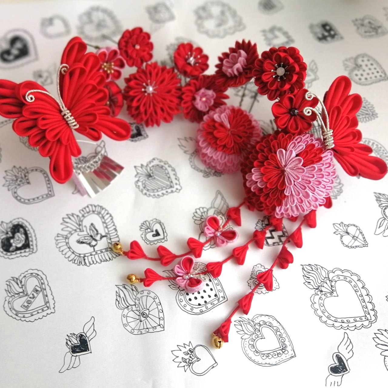 katumi made ＊手作りしましょう＊つまみ細工の簪 かんざし 七五三の髪飾り、三歳用ぱっちん留め スリーピン