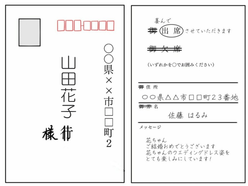 結婚式 招待状の返信はがきの作り方！内容と例文 新郎新婦向け花嫁ノート