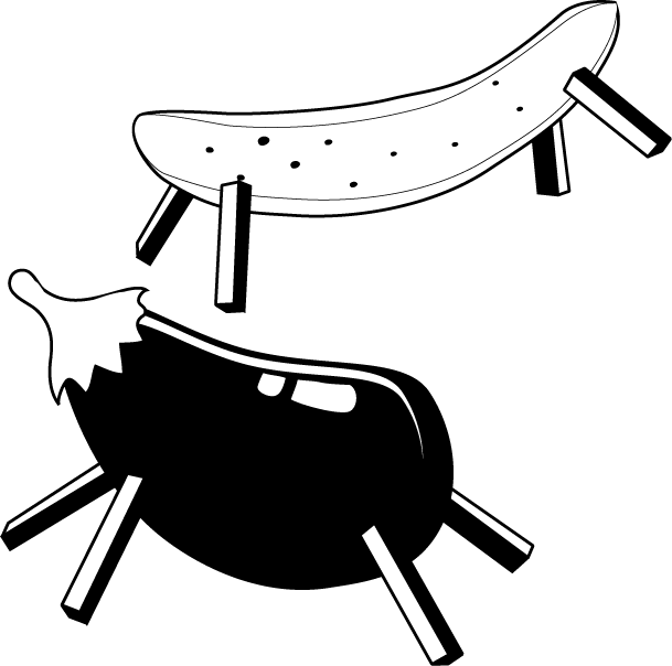 夏の素材・お盆のナスとキュウリのフレーム：イラスト無料