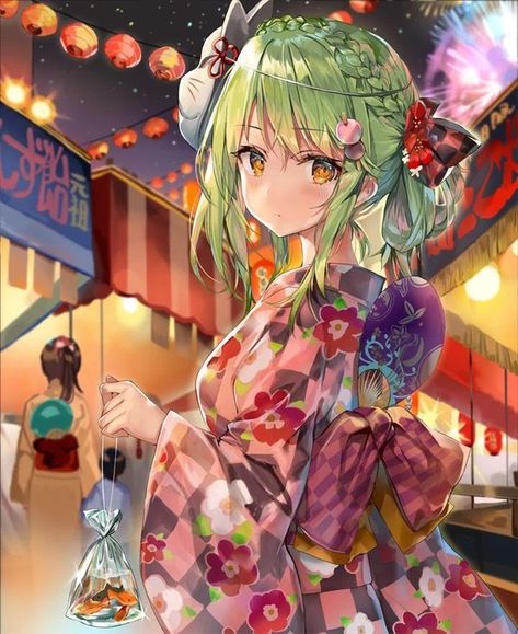 花火大会の浴衣女性ちょうちん付き イラスト素材4556547- フォトライブラリ