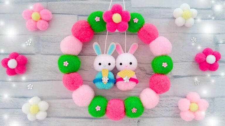 フェルトで作るひなまつりリース お正月リース 和風カレイドフレーム 桃の節句の飾り DIY How to make felt wreath