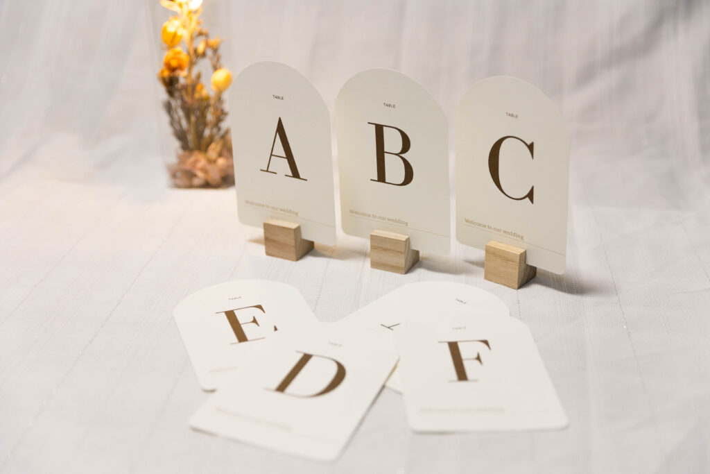 結婚式用席札 テーブルナンバーアルファベットA〜N 14卓分
