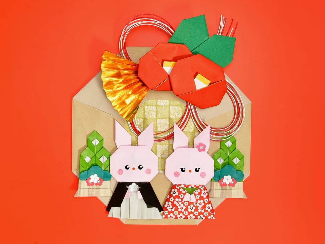 おりがみ 鶴のリースの折り方 - ゆらり、ふわり