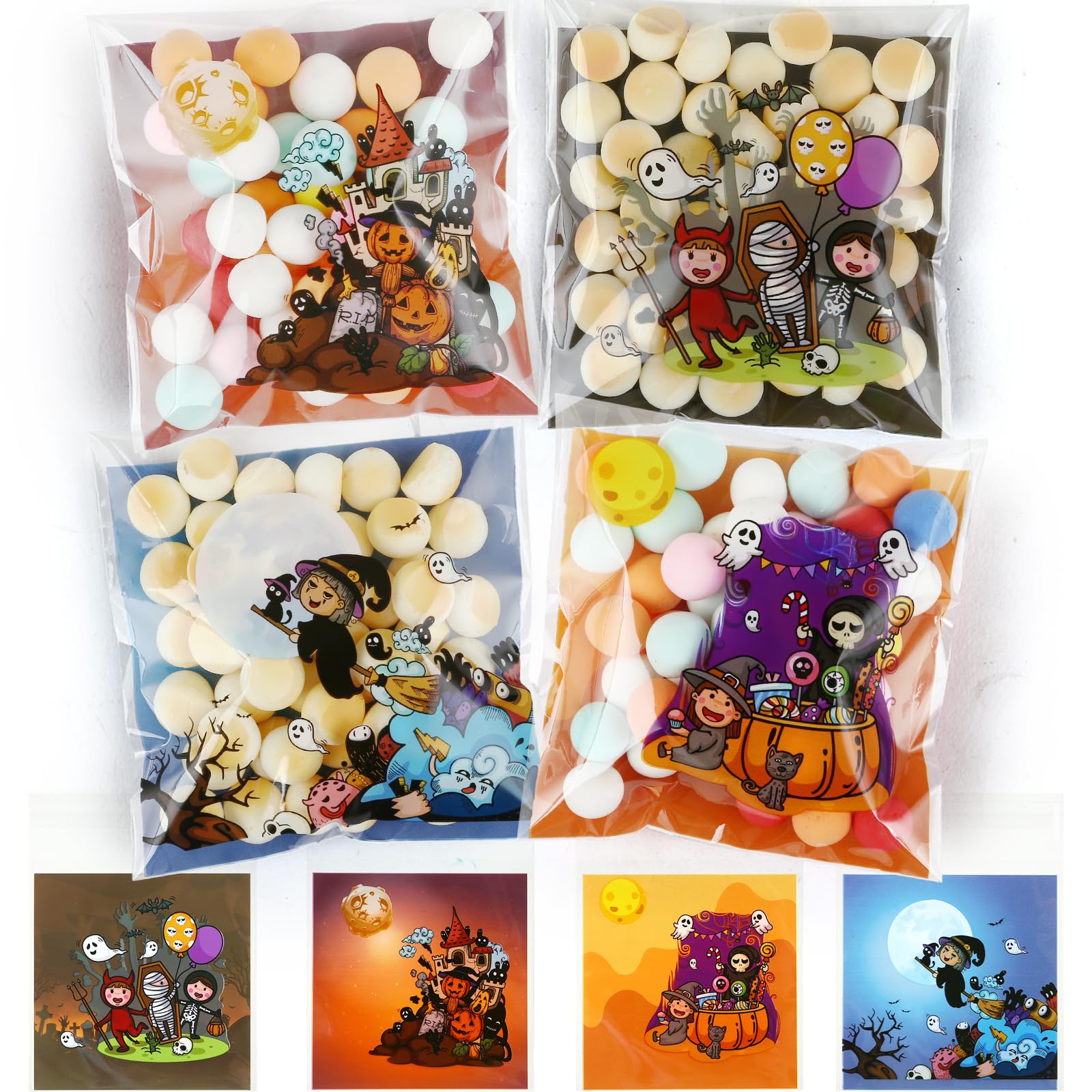 AmazonKesote ハロウィン 袋 200枚入 テープ付きOPP袋 お菓子 袋 自己接着 10*10+3CM 焼き菓子 マドレーヌクッキー ラッピング 袋 菓子用品 クッキー袋 透明 ハロウィン バッグ ギフトバッグ キャンディー 飴 チョコ お菓子 ら っぴんぐ袋 包装 入れ物小分け袋 10×10