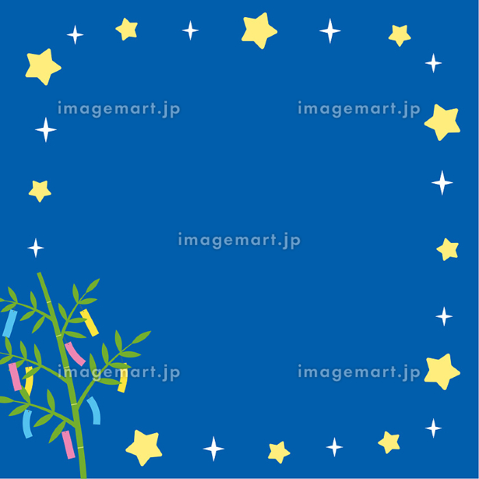 青と紫の七夕飾りフレーム飾り枠イラスト無料イラスト かわいいフリー素材集 フレームぽけっと