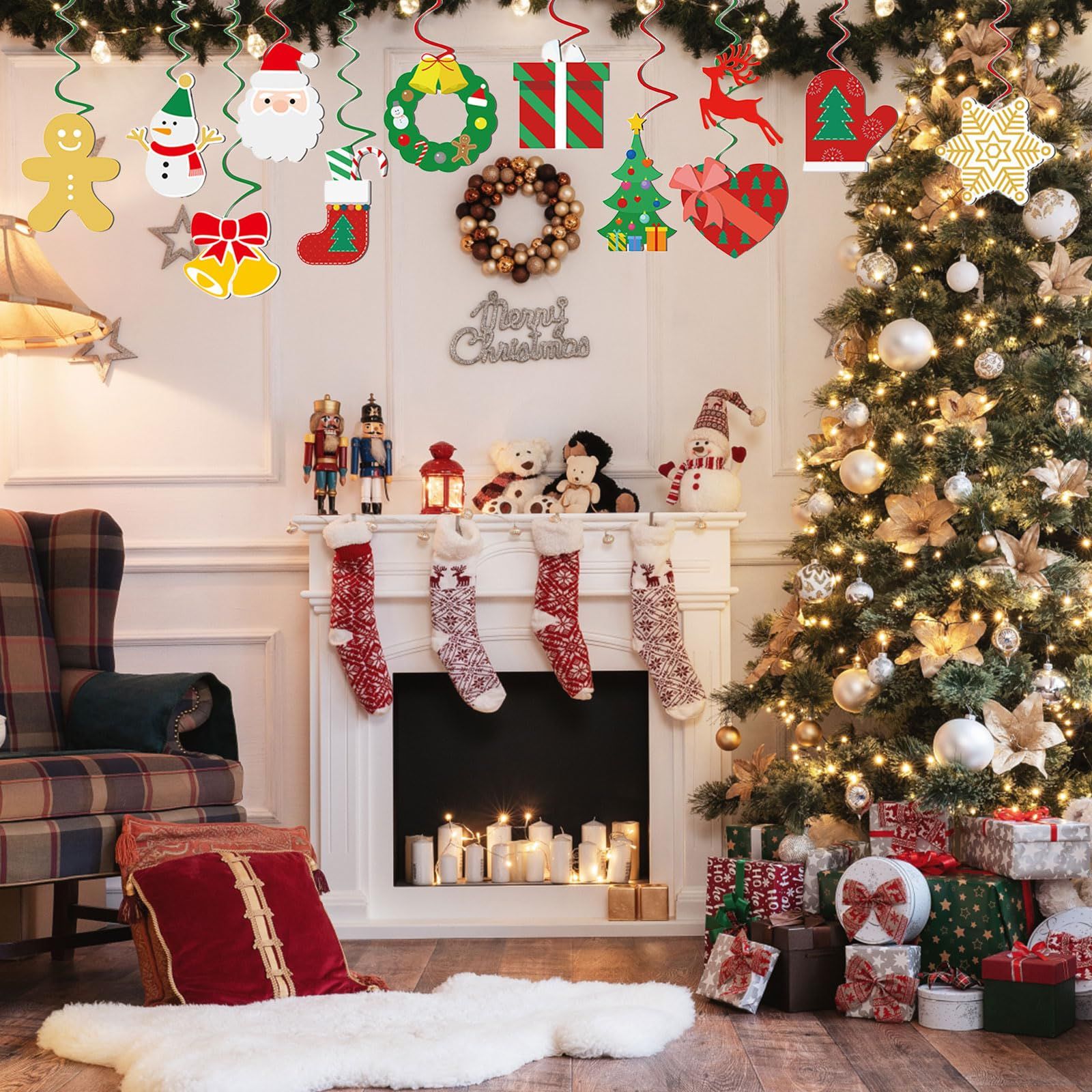 海外のオシャレなクリスマスデコレーション画像:リビングルームの飾り方Interior Design Box 海外の使えるインテリア術