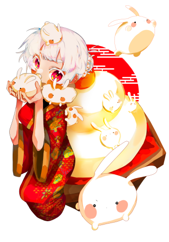 かわいい十二支干支動物年賀状セットイラスト