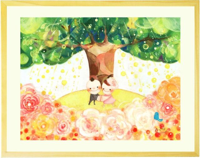 結婚祝いプレゼントや結婚式ウェルカムスペースに飾る絵のアート「Shine Tree」絵画販売・通販 KAWAII ART