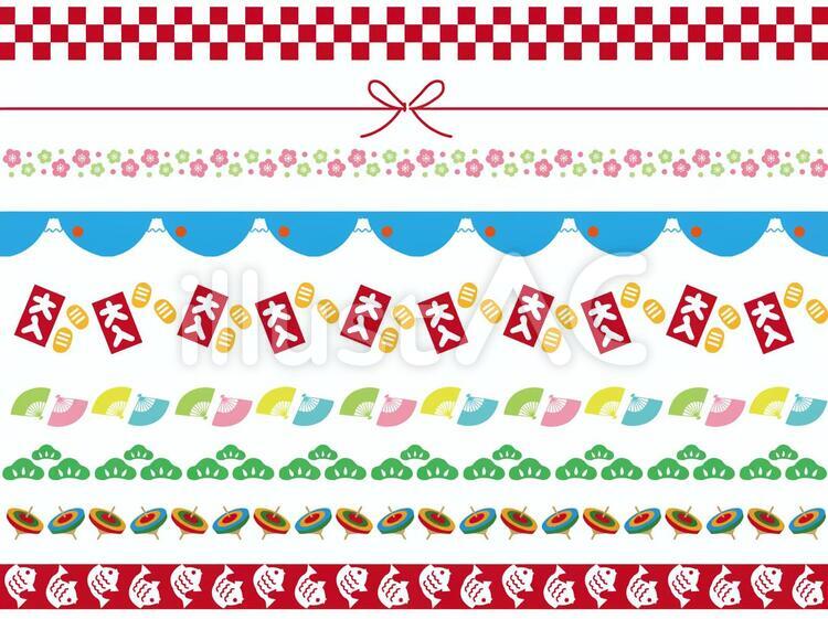 お正月ラインフレーム☆巳年：イラスト無料