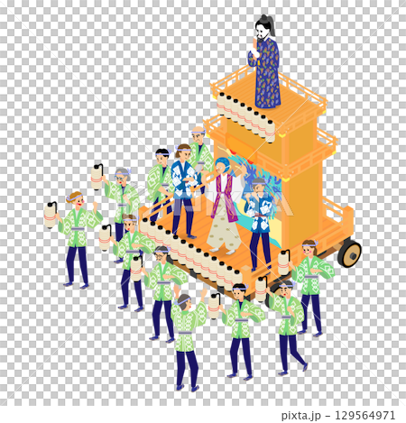 身振り手振りで山車を引く直前の打ち合わせ楽しいらくらくコミュニティ