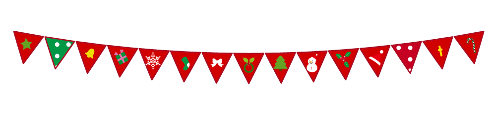 ガーランドとmerry christmas メリークリスマス 文字 かわいいイラスト無料 フリー90110素材Good