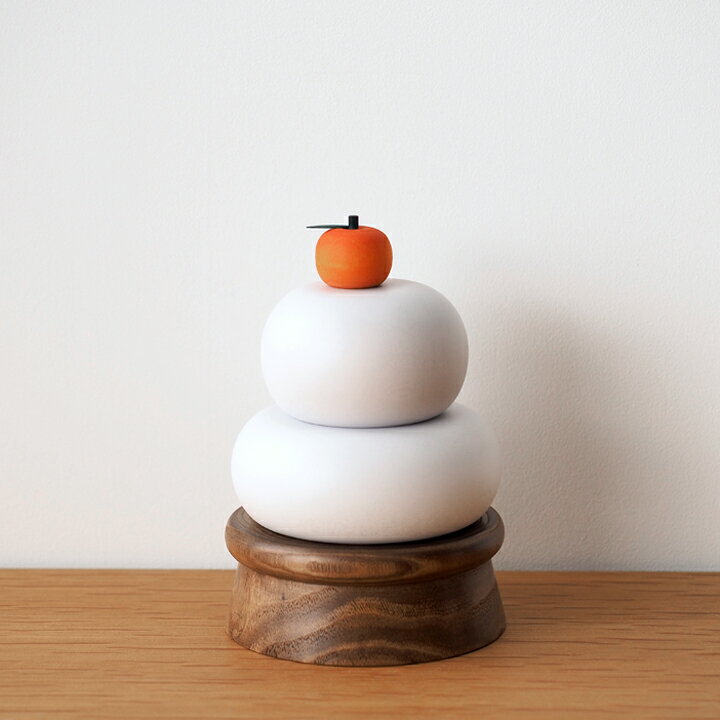益子焼の鏡餅☆収納BOXつき陶器製 かがみもち お正月飾り 新年の飾り 橙 みかん 新年 わかさま陶芸益子焼のオブジェ・置物益子焼わかさま陶芸