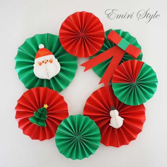 折り紙 クリスマスリースの簡単な作り方～How to make an easy origami christmas wreath～簡単折り紙教室