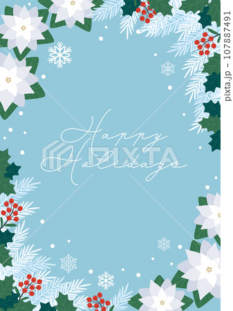 クリスマス 天使と雪の結晶 縦のフレーム枠無料イラスト59039素材Good