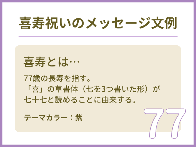 77歳 喜寿祝いを迎える方へ贈るメッセージ文例集