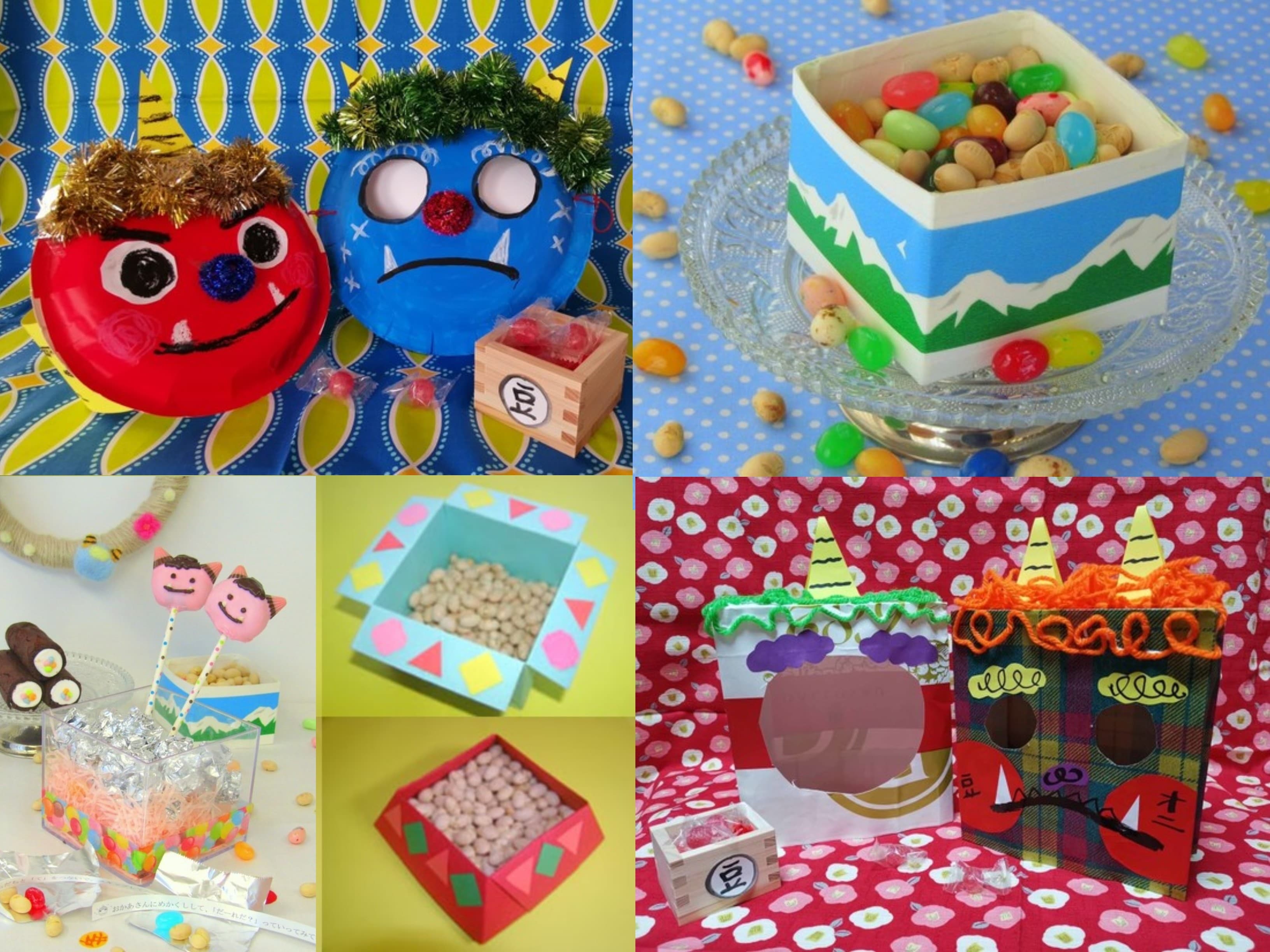 節分飾り 2月 折り紙で作る節分の鬼とおたふく 簡単工作 Setsubun
