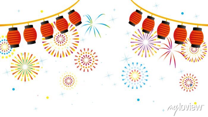 風鈴と花火」 - 無料イラスト イラストareira