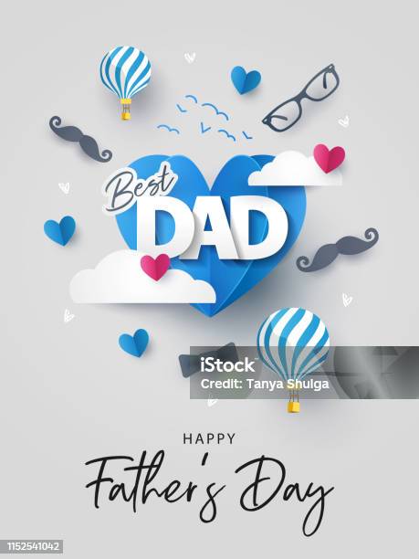 植物の葉幸せな父と息子のキャラクターイラスト父の日祭りのポスターイラストテンプレート素材PSDダウンロード