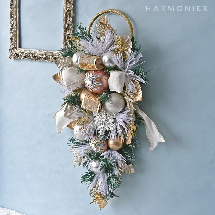 クリスマスリース くすみブルー、クリスマスツリー ライト付き 白、ゴールド 楽天市場 送料無料 クリスマスツリ