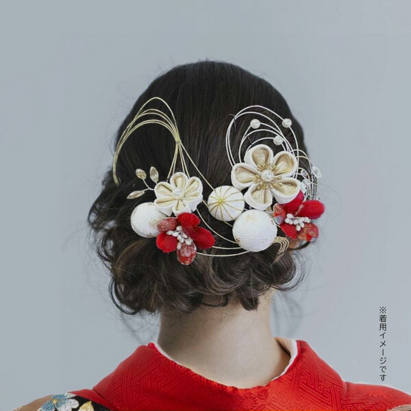 国産水引髪飾り結婚式・成人式 ゴールド タッセル付 ５点入りセット透明パッケージ入りPay ID