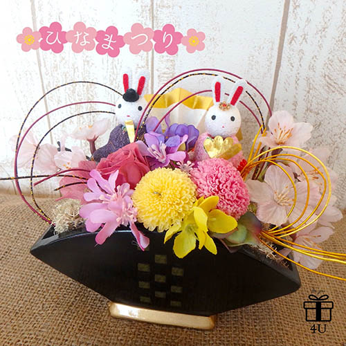 100均造花 簡単ひなまつりアレンジメントの作り方