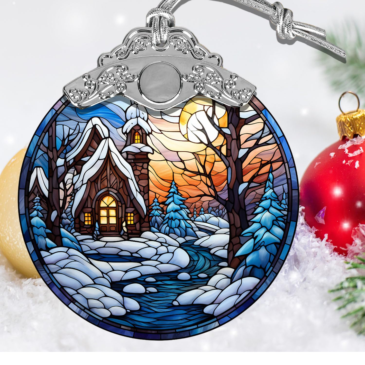 クリスマスガラス細工ステンドオーナメント：リヒト ミッドナイトフォーカートグラスワークス