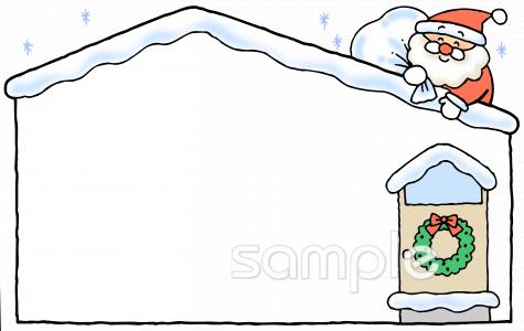 リースのメリークリスマスカードイラストのフリー素材イラストイメージ