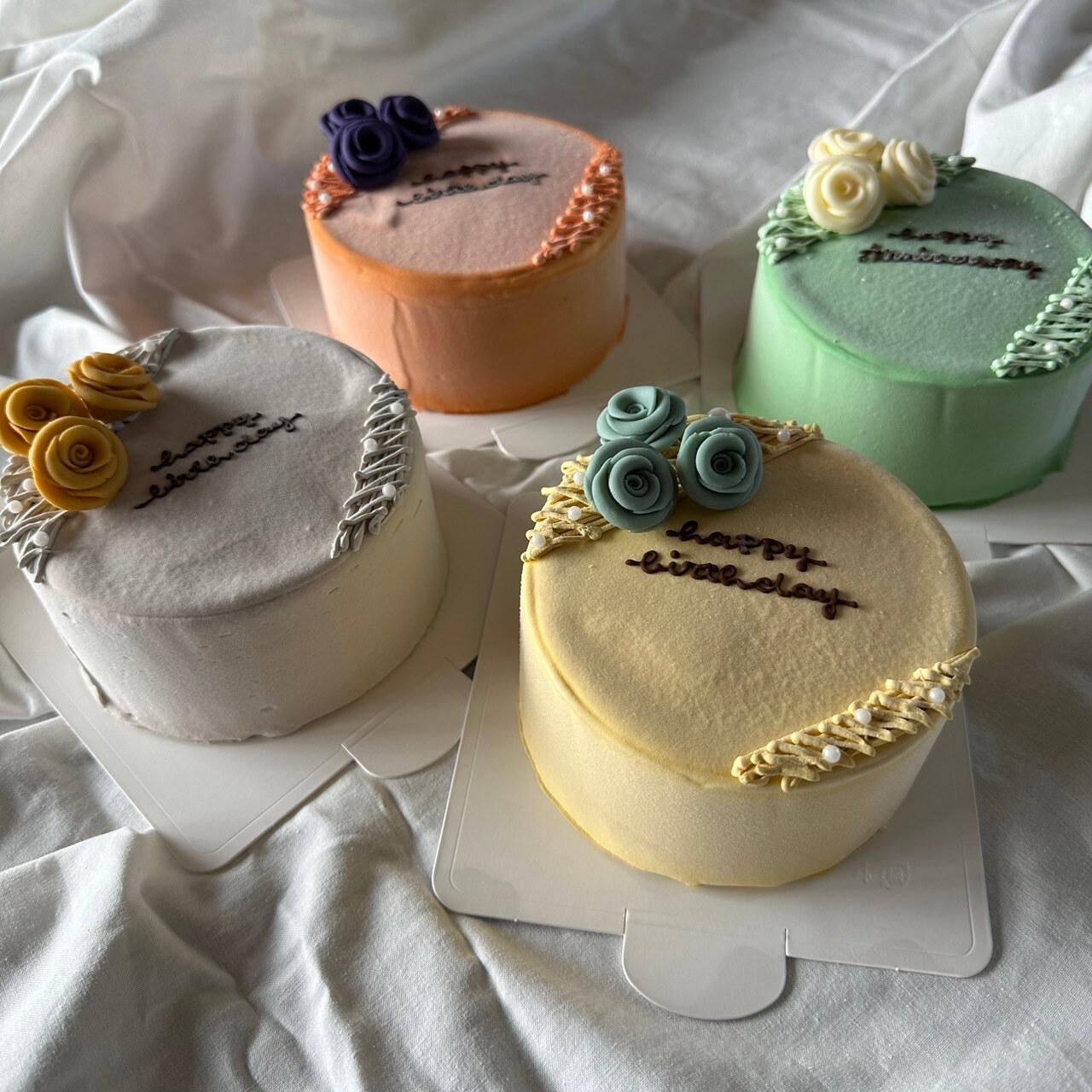 サクランボキャンドルの生クリームデコレーションパープル 韓国風デコレーションケーキ センイルケーキ４号サイズケーキ iRene 通販10807580Creema クリーマ