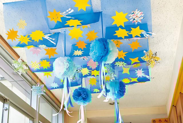 色画用紙手作り「笹と七夕飾り」図工人図工人